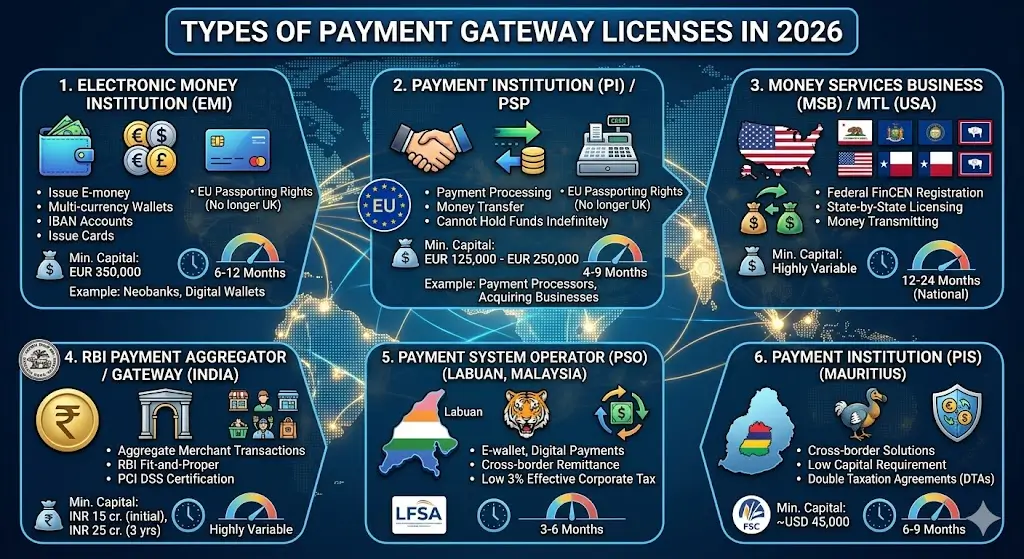 Types of Payment Gateway License