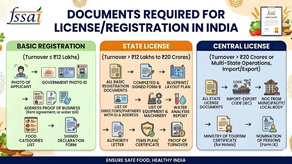 required documents for fssai license