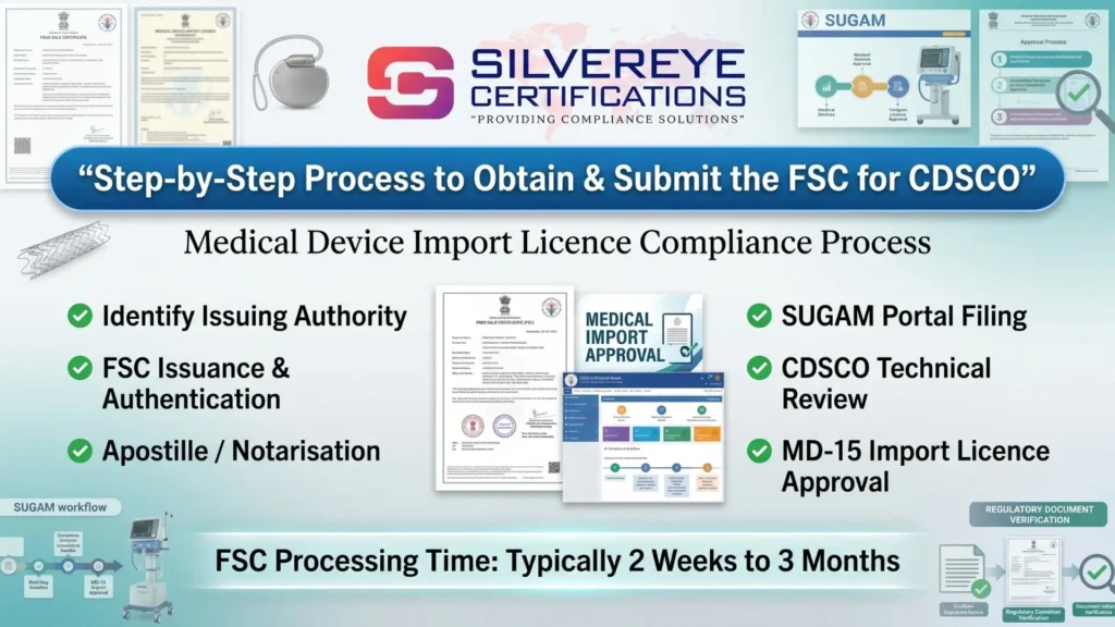 Process for Free sale certificate for cdsco import license