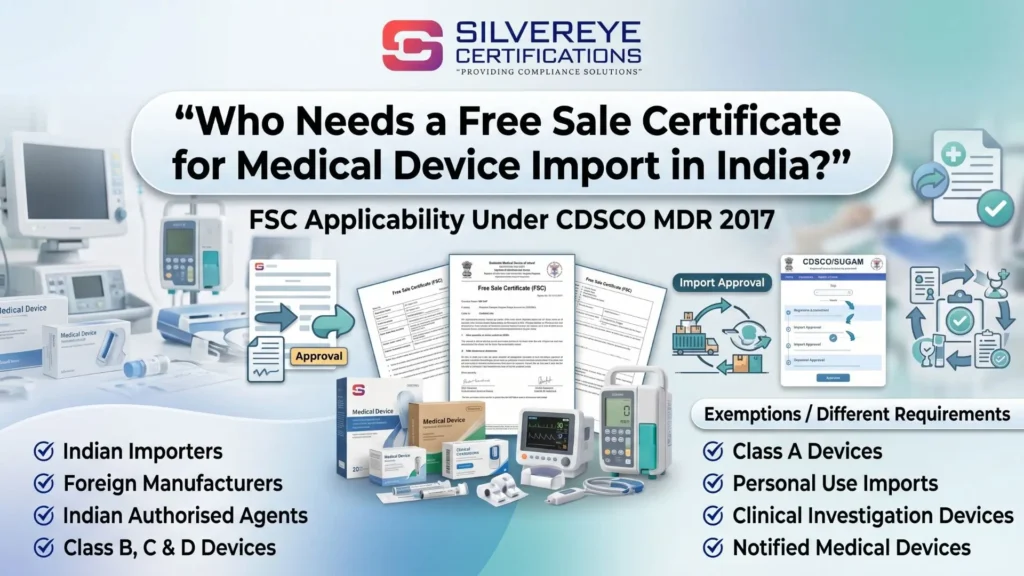 who need a Free sale certificate for cdsco import license