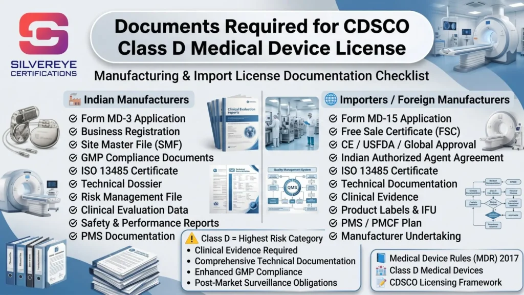 CDSCO Registration for Class D Medical Devices: Complete 2026 Guide For Highest-Risk Medical Device License — Device List, Clinical Investigation Requirements, Process, & Fees 5 Documents For CDSCO Class D Medical Device License