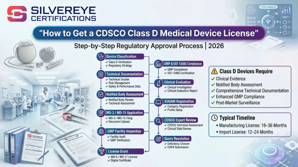 CDSCO Registration for Class D Medical Devices: Complete 2026 Guide For Highest-Risk Medical Device License — Device List, Clinical Investigation Requirements, Process, & Fees 6 Process for CDSCO Class D Medical Devices