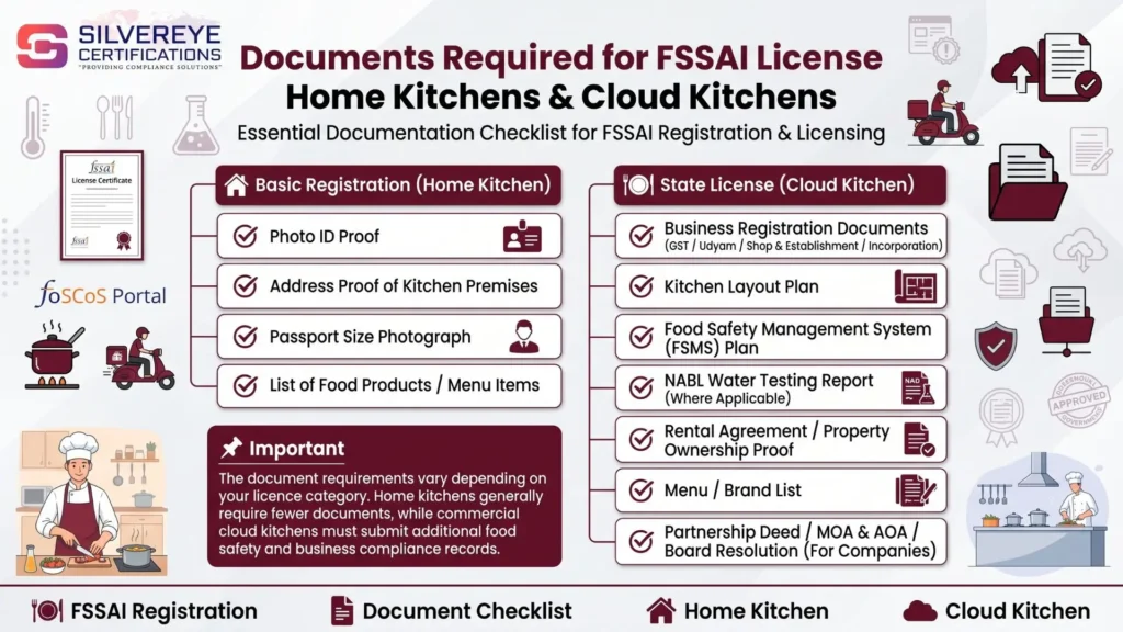 Documents required for FSSAI Cloud Kitchens