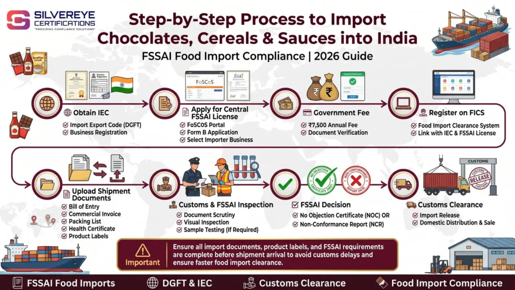 Process For Import Chocolates, cereals & Sauces