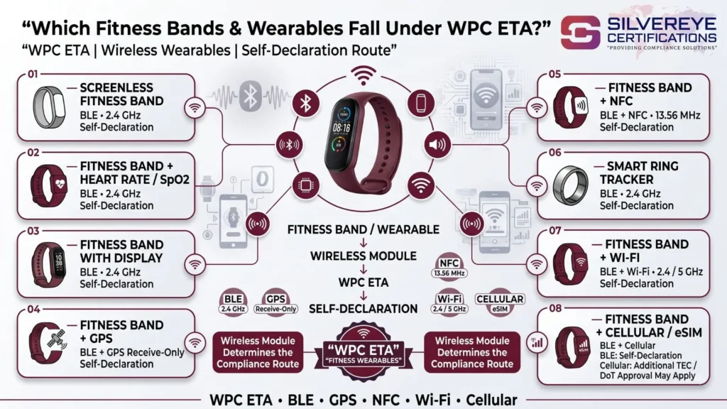 WPC ETA Approval for Fitness Bands in India: Complete Guide for Importers & Manufacturers (2026) 4 Which Fitness Band & Wearables Fall Under WPC ETA
