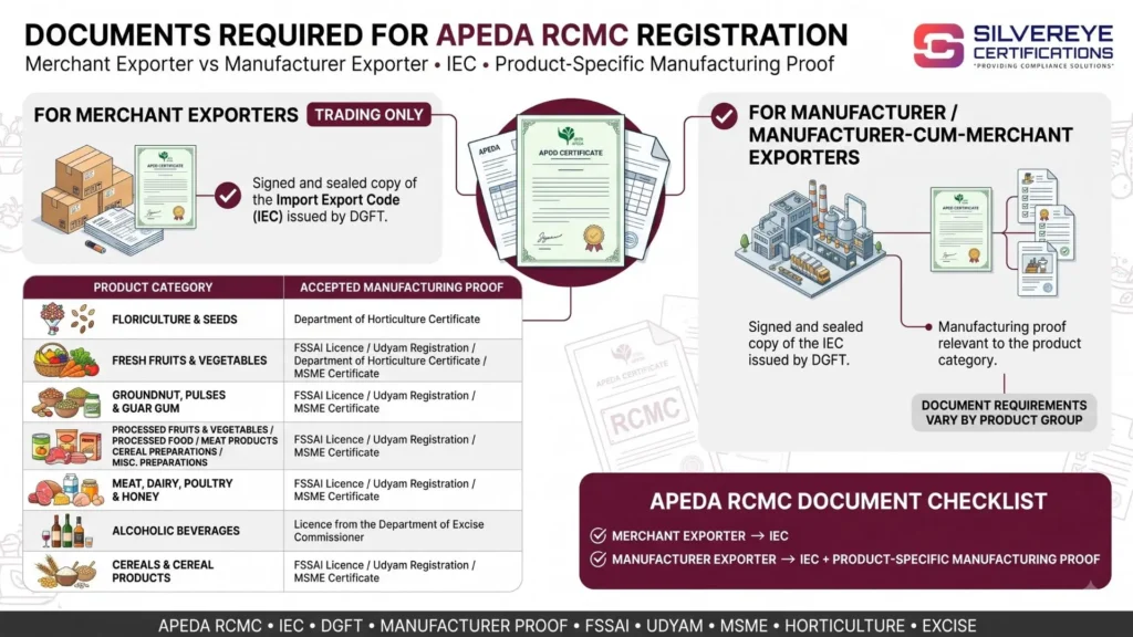 Documents Required For APEDA RCMC Registration