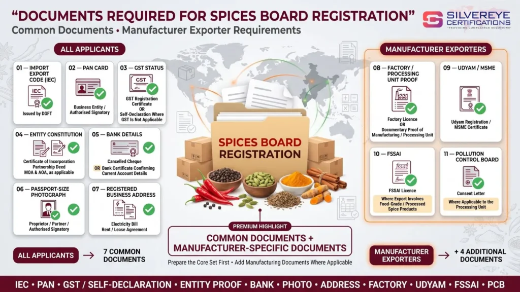 Documents Required For Spices Board Registration