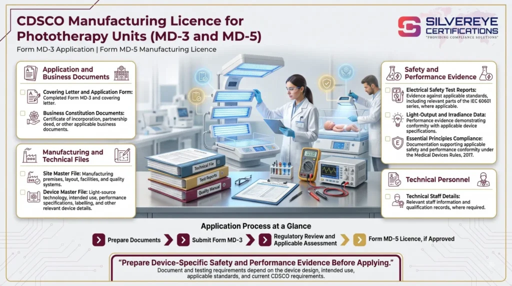 Documents Required For CDSCO Manufacturing License For Phototherapy units