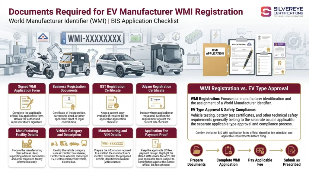 Documents Required For EV Manufacturer WMI Registration