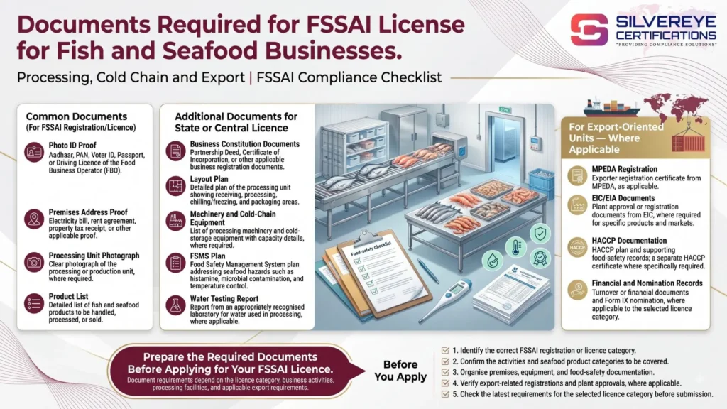 Documents Required For FSSAI License For Fish and Seafood Businesses