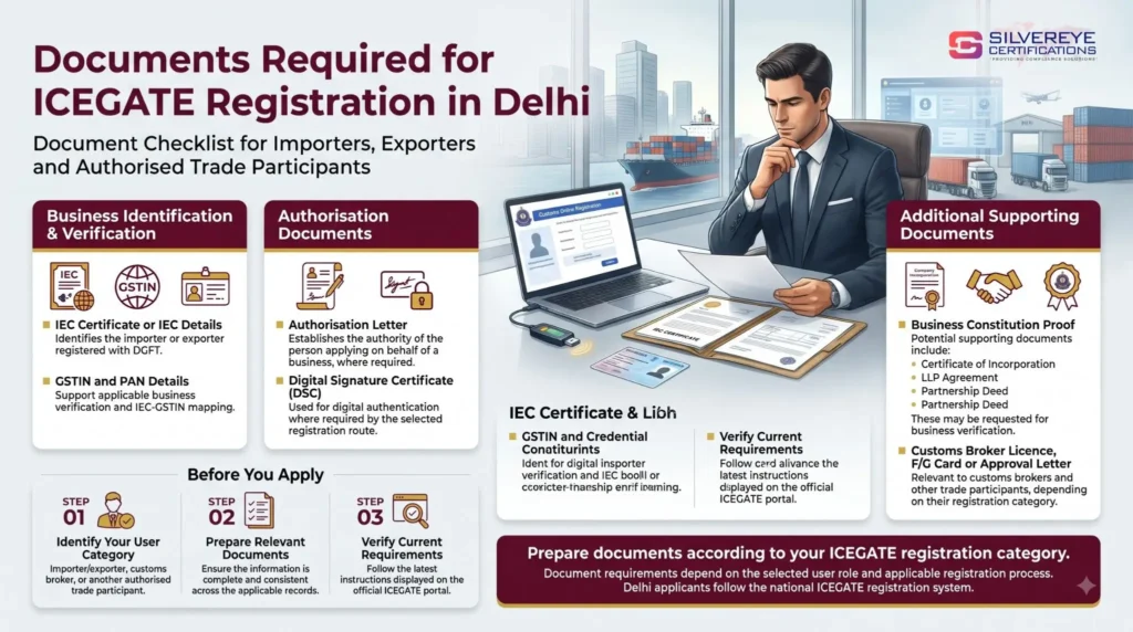 Documents Required For ICEGATE Registration in Delhi