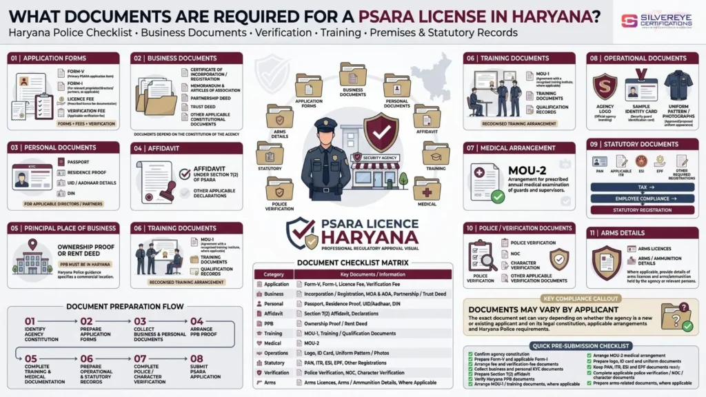 Documents Required For PSARA License in Haryana
