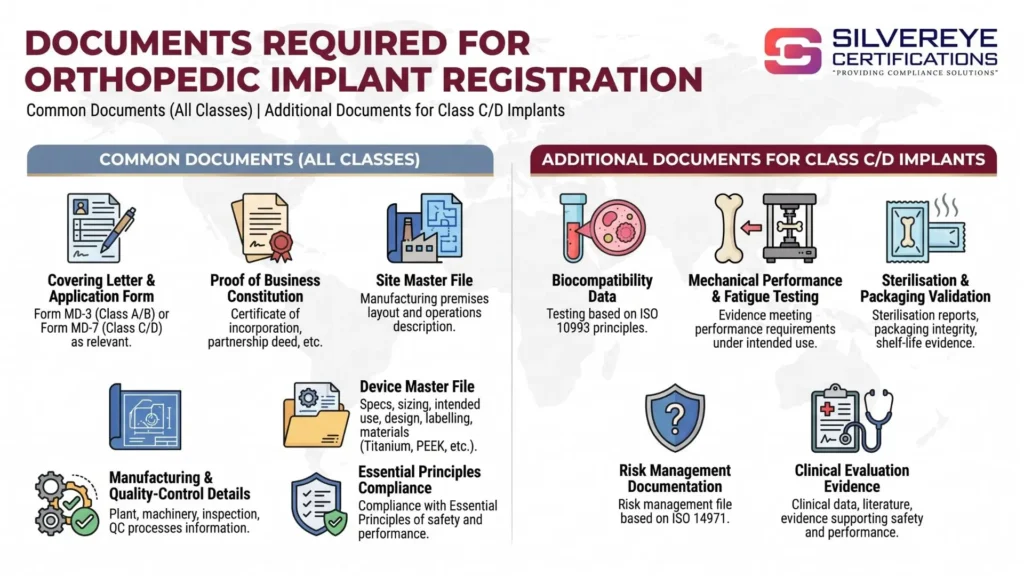 Documents for orthopedic implant registration