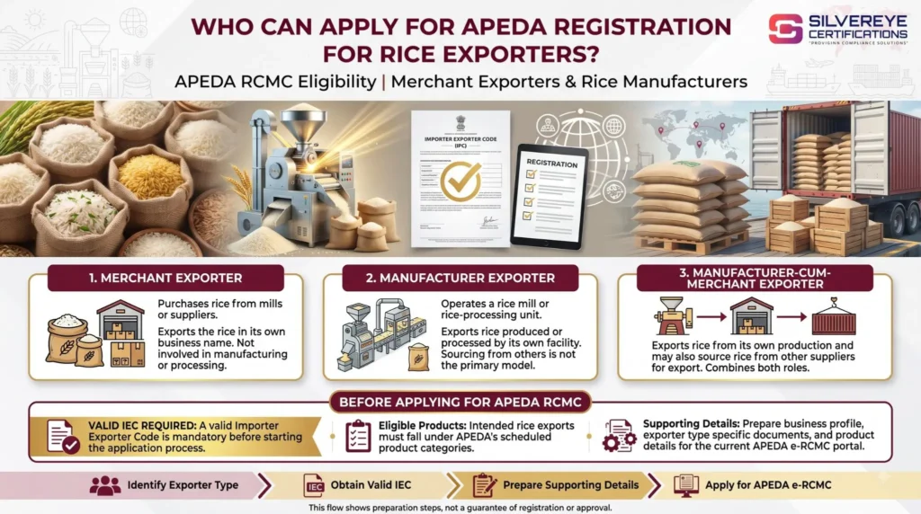 Who can apply for APEDA Registration for Rice Exporters